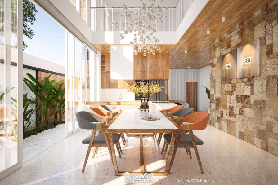 Thiết kế nội thất phòng ăn biệt thự Tropical Modern NT24553